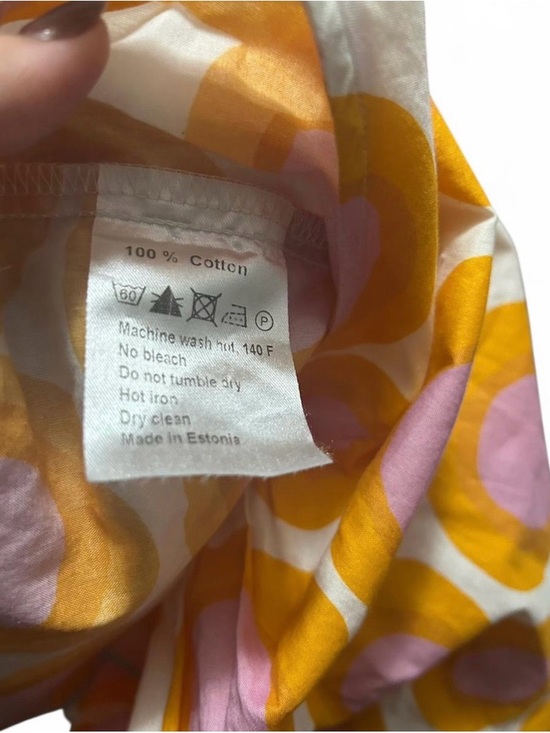Marimekko For Anthropologie Yellow & Pink Circular Print Tie Waist Tank - Picture 4 of 5